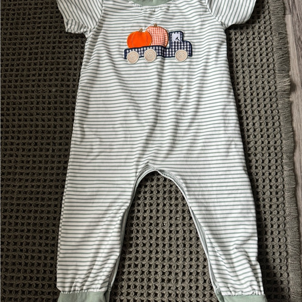 Striped Kids One Piece with Truck Design
